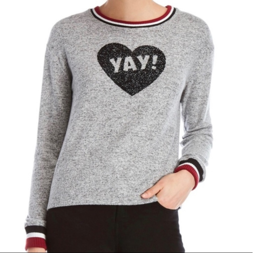 Buffalo David Bitton Yay! Heart Sweater Gray S/P